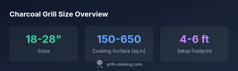 Chart showing charcoal grill sizes and cooking surfaces