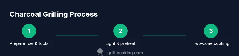 Process infographic showing two-zone grilling steps