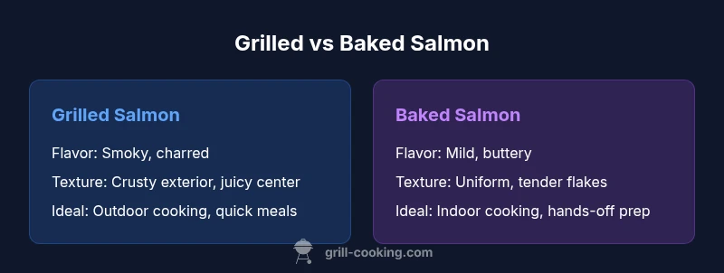 Comparison of grilled vs baked salmon with flavor and texture notes