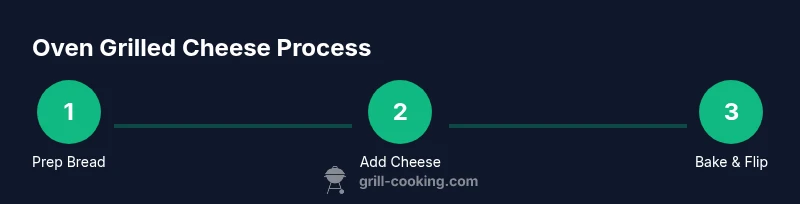 Infographic showing a 3-step oven grilled cheese process