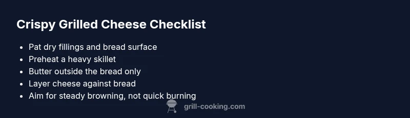Checklist infographic for crispy grilled cheese moisture control