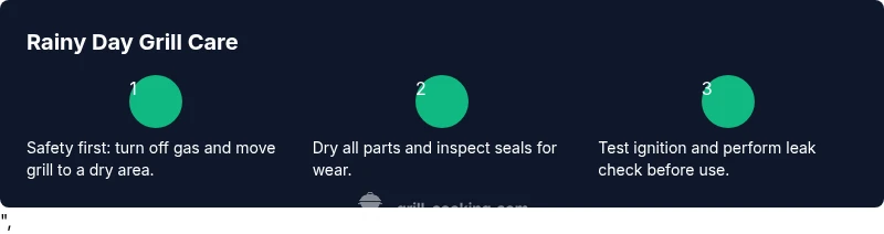 Infographic showing three-step rain care for grills