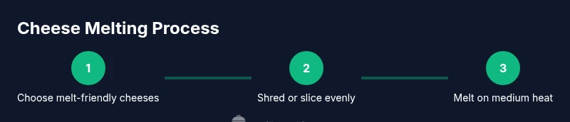 Infographic showing three steps to melt cheese for grilled cheese