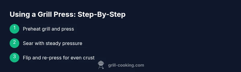 Process diagram showing how to use a grill press
