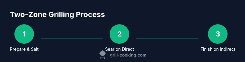 Process diagram showing two-zone grilling for pork chops